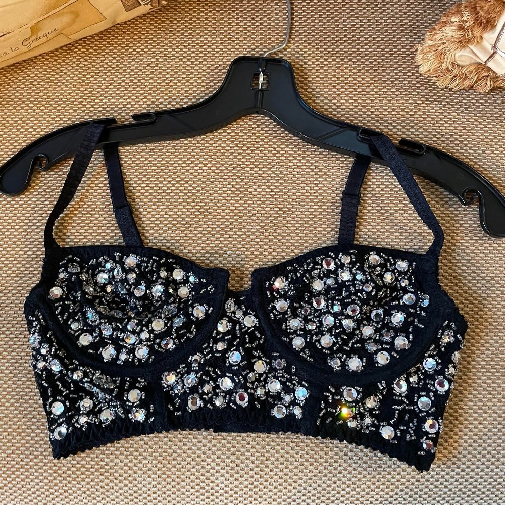 DKNY Rhinestone Bejewled Bra